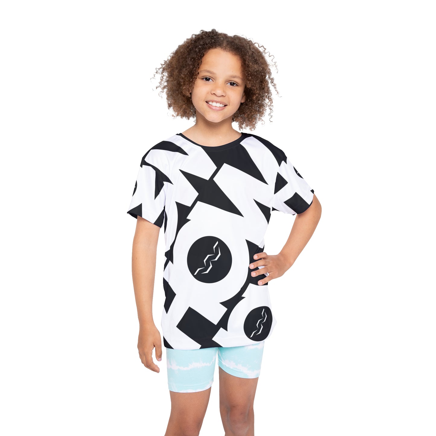 Kids Sports Jersey — Bold Monochrome 'HOW' All-Over Print