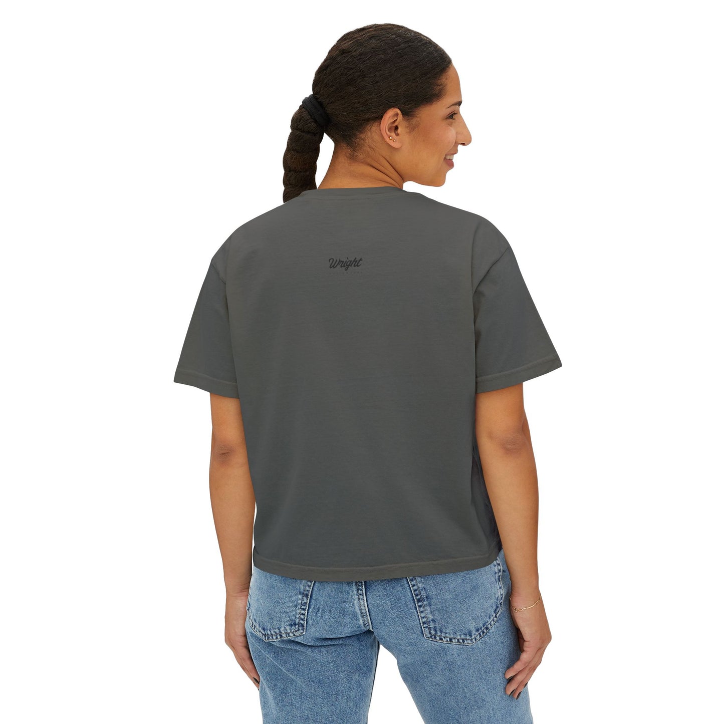 Rooted in Royalty Women's Boxy Tee — Vintage Script & Tree Roots Graphic