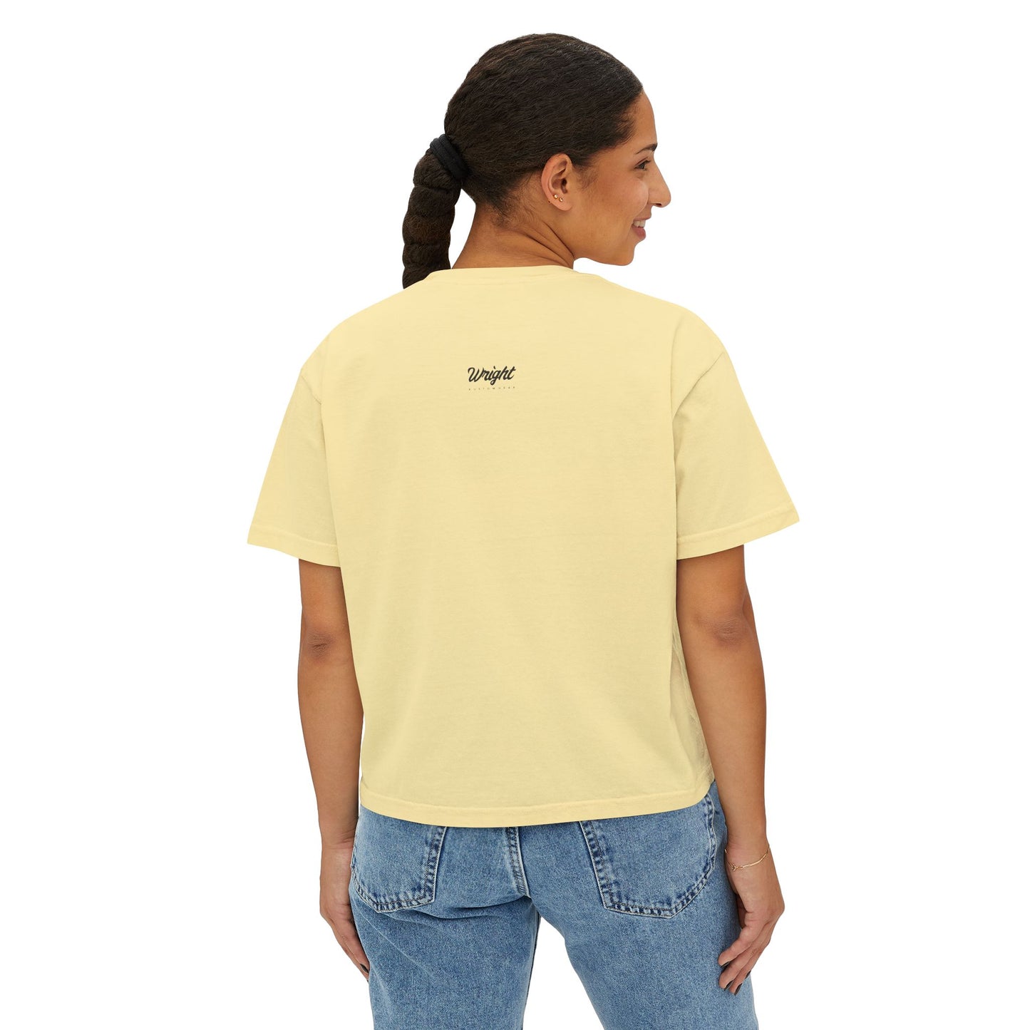Rooted in Royalty Women's Boxy Tee — Vintage Script & Tree Roots Graphic