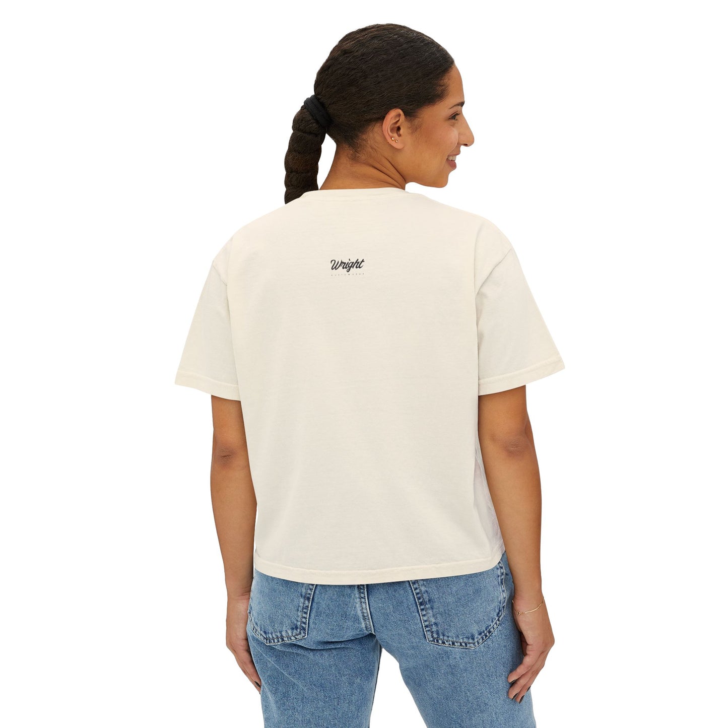 Rooted in Royalty Women's Boxy Tee — Vintage Script & Tree Roots Graphic