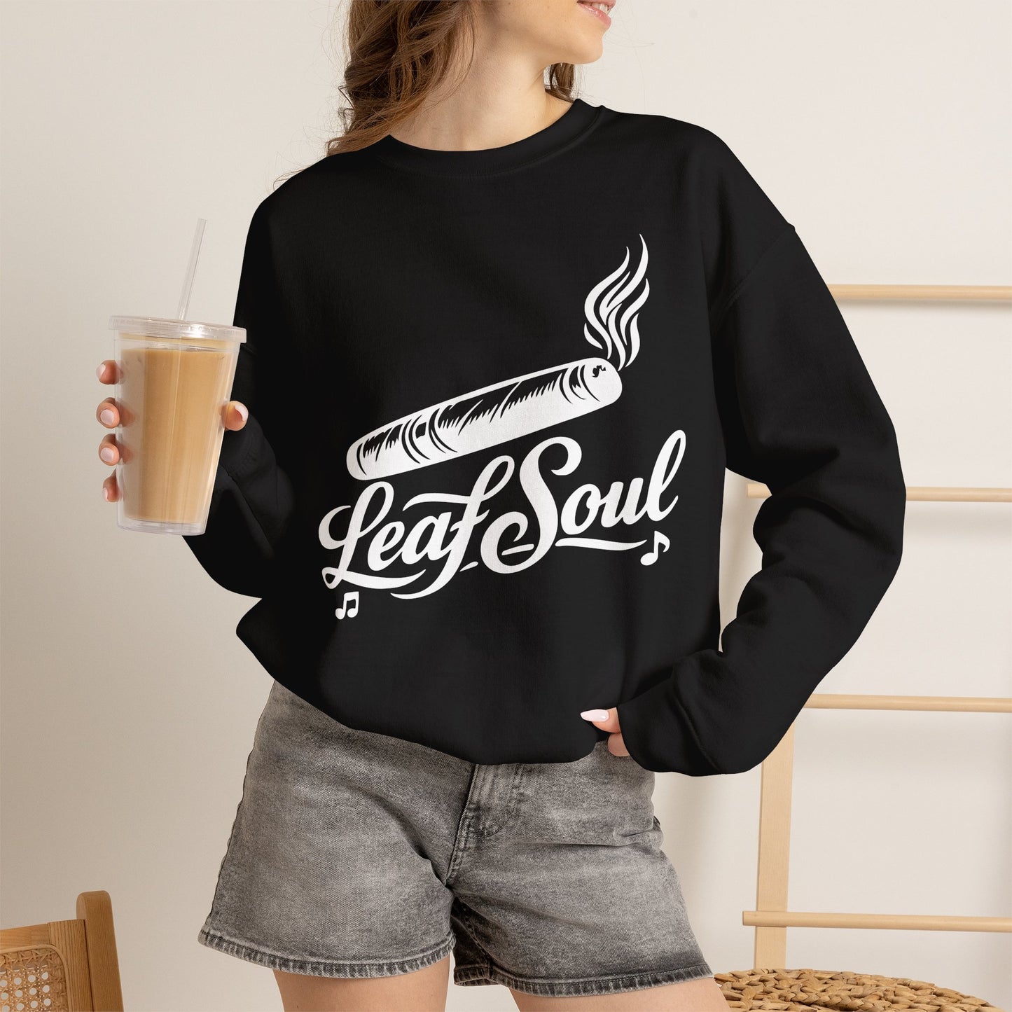 LeafSoul Crewneck Sweatshirt — Retro Roll & Script Graphic
