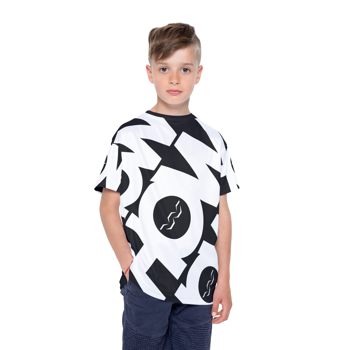 Kids Sports Jersey — Bold Monochrome 'HOW' All-Over Print