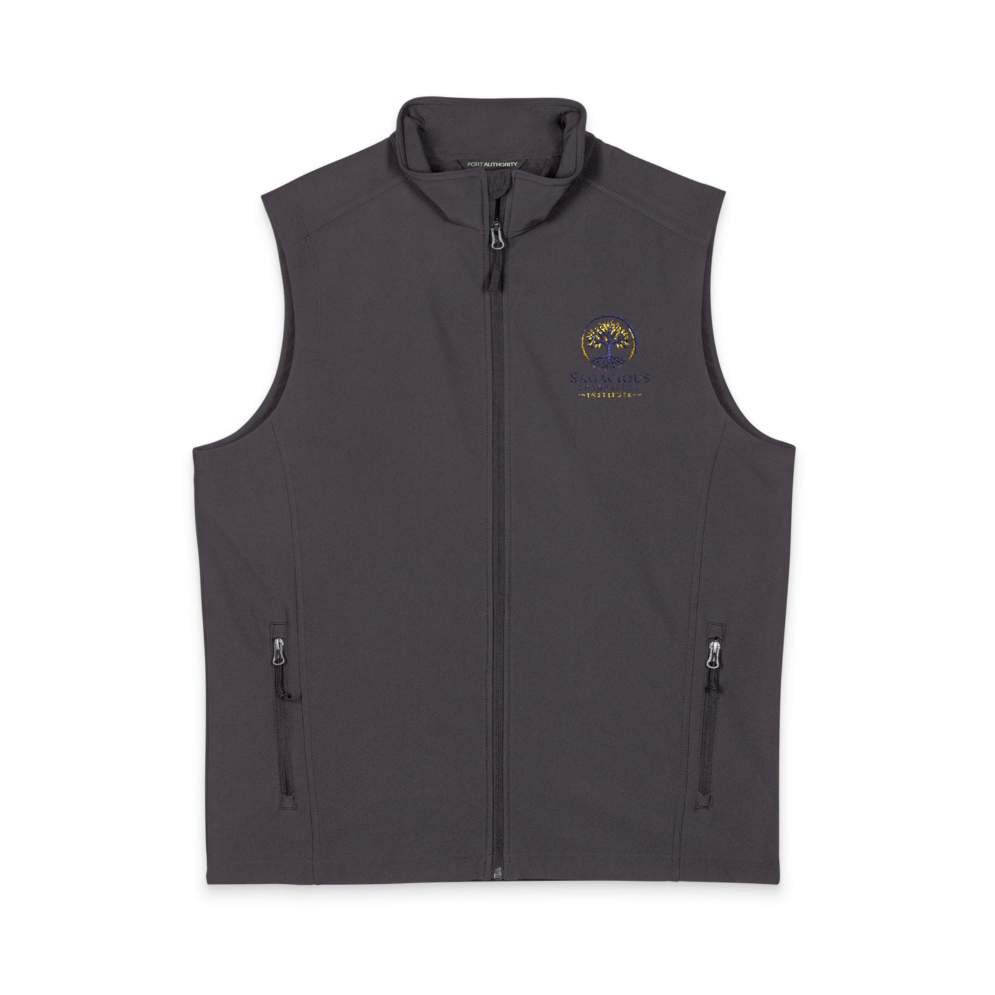 Embroidered Gray Soft Shell Vest — Men’s Lightweight Outdoor Layer