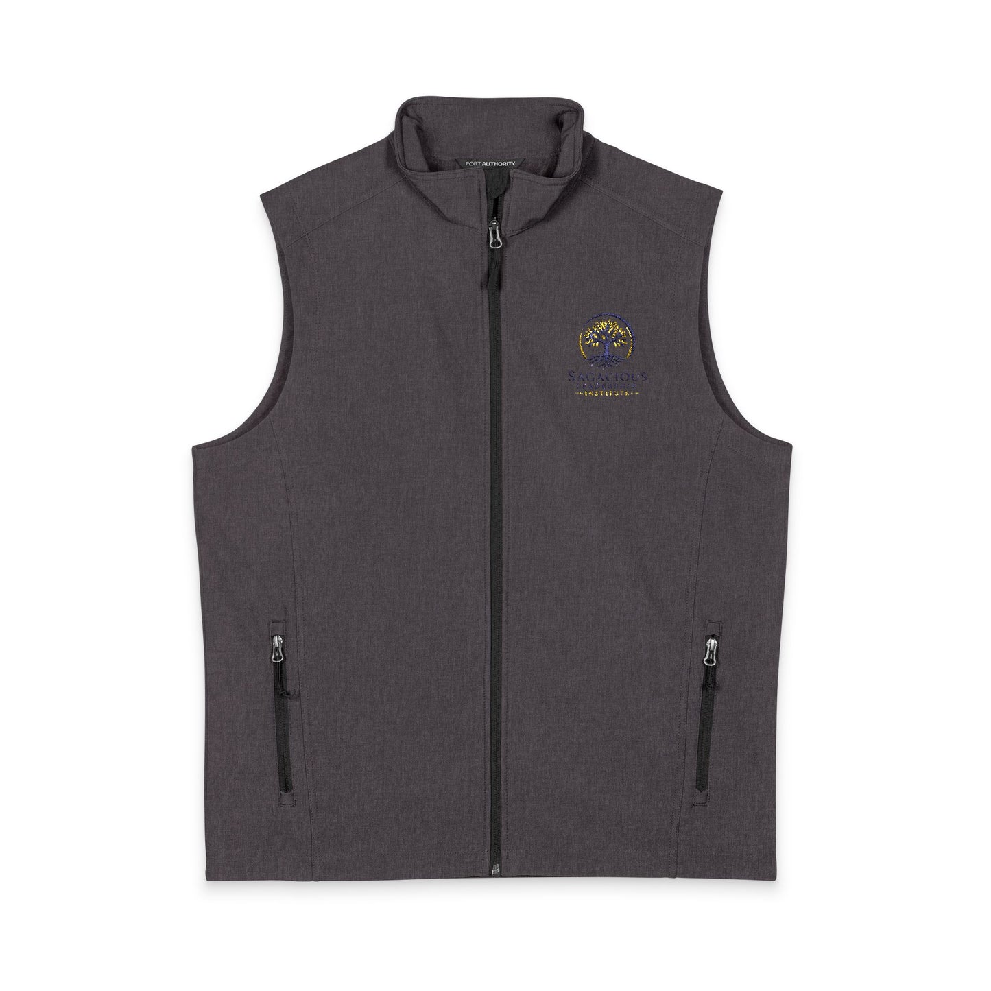 Embroidered Gray Soft Shell Vest — Men’s Lightweight Outdoor Layer